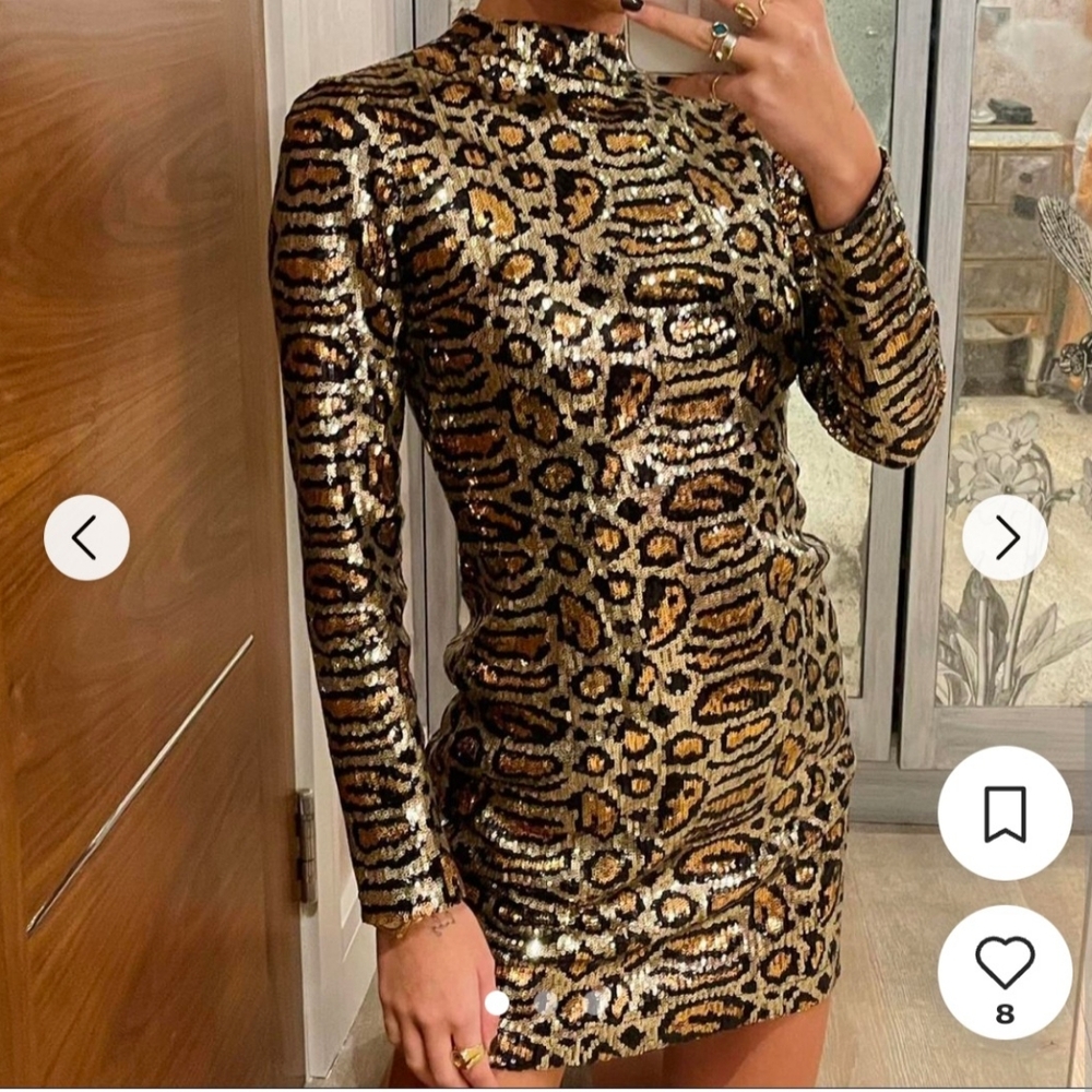 Topshop Leopard Sequin Night Out Dress - Picture 7 of 7